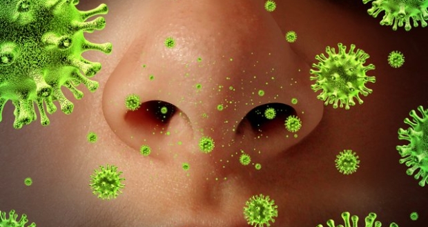 Pyłki latające wokół nosa